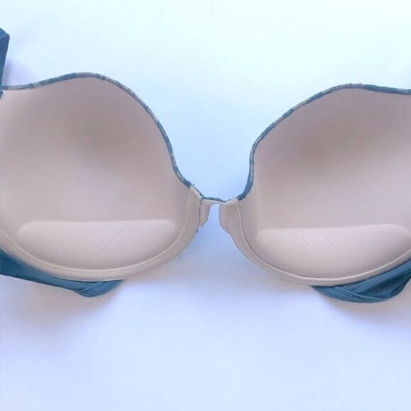 MAIDENFORM MOLDED CUP T-SHIRT TEAL LACE BRA 36D - Picture 4 of 9